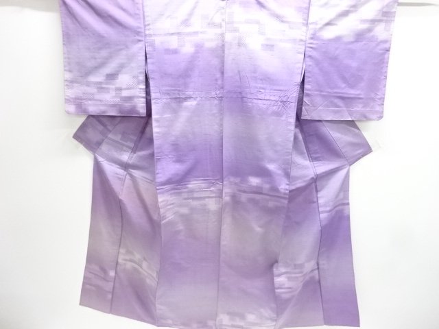 JAPANESE KIMONO / ANTIQUE HITOE KIMONO / SILK / FUSHI TSUMUGI / WOVEN ABSTRACT